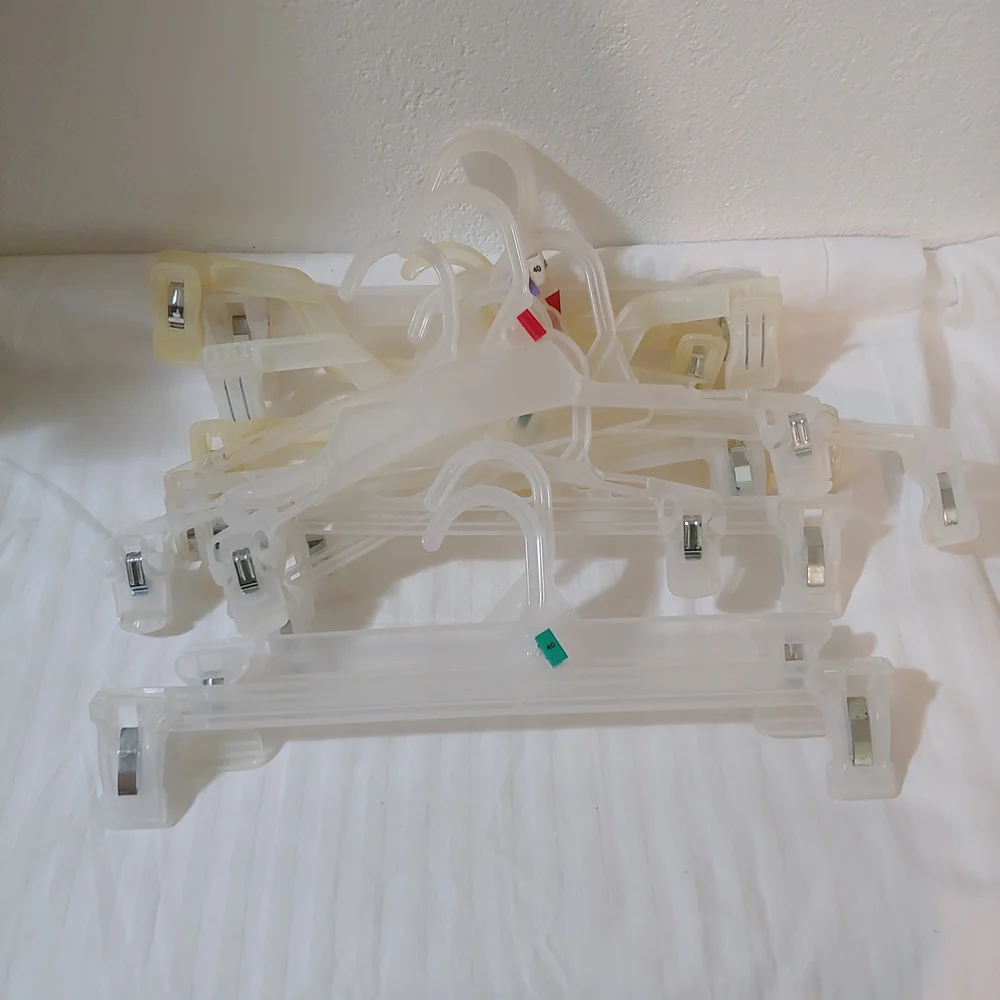 10 Clear Plastic Hangers with Clips